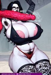 absurdly_large_cock ai_generated areola_slip armpit_hair azataai belly_piercing breasts cameltoe cheating_girlfriend devil ear_piercing female forehead fumes goth_girl gothic grabbing_from_behind hairy hairy_male hairy_pussy hyper_breasts imminent_sex impossible_fit looking_at_viewer male male_behind_female netorare nipple_piercing nipples nose_piercing penis penis_over_shoulder piercing pink_areola precum_leaking pubic_hair pussy red_skinned_male