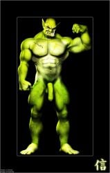 3d_(artwork) abs balls digital_media_(artwork) flaccid fuzzy-yak genitals green_body green_skin humanoid humanoid_genitalia humanoid_penis looking_at_viewer male male_only muscular muscular_male nipples nude orc orc_male pecs penis pose scar solo trassk tusks