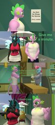 3d_(artwork) absurd_res anthro anthrofied arthropod bottomless changeling clothed clothing comic cup_cake_(mlp) dialogue digital_media_(artwork) dragon english_text equid equine female flaccid friendship_is_magic genitals hasbro hi_res male mammal mature_anthro mature_female my_little_pony papadragon69 penis queen_chrysalis_(mlp) smooth_skin spike_(mlp) text