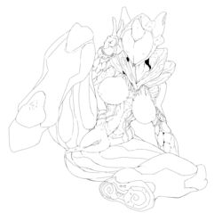 1girls anus ass blush breasts clitoris female high_resolution highres hybrid inverted_nipples nipples no_eyes no_mouth no_nose peace_sign png pochincoff pussy robot robot_girl saryn_(warframe) spread_legs v warframe