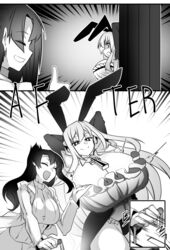 2girls big_breasts breast_expansion breasts bunny_ears cleavage comic commission cosmic_break h_earth huge_breasts ivis panels tagme yuu_bit-na_(kindaichi109)