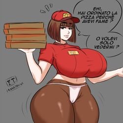 1girls ashlinohe_o'daleigh big_ass big_breasts big_butt body body_swap breasts dark-skinned_female dark_skin female franktonius italian_text light-skinned_female light_skin part_of_body pizza_delivery swap text translation_request two_tone_skin