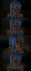 3d angry anti-aqua aqua_(kingdom_hearts) cum cum_in_mouth cum_trail drooling enemy_conversion fog glowing_eyes honey_select kingdom_hearts large_penis penis penis_on_tongue penis_tip roseza straight stray_pubic_hair tongue_out