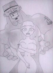 basicdraw big_breasts chef_hatchet covering covering_breasts covering_pussy imminent_sex interracial lindsay_(tdi) muscles nipple_bulge nipple_slip nipples nude smile surprise surprised tattoo total_drama:_revenge_of_the_island total_drama_island