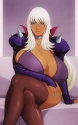 1girls angel_blade areola areola_bulge bangs big_areola big_breasts bottom_lip breasts cleavage female female_only huge_breasts looking_at_viewer lunasanguinis mutant nailkaiser painted_nails sideboob skimpy solo solo_female tan-skinned_female tan_skin thick_thighs thighs