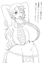 big_breasts cosplay costume_switch female female_only japanese_text mikanberry nami nami_(one_piece) one_piece rebecca_(one_piece)_(cosplay) shounen_jump tagme text translated