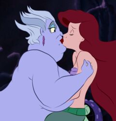 age_difference ariel artist_request bbw breast_press breasts disney eyes_open female female/female kissing large_breasts larger_female mature_female medium_breasts mermaid monster_girl older_female red_hair short_hair size_difference smaller_female the_little_mermaid topless ugly_female ugly_female/female ursula ursula_(the_little_mermaid) younger_female yuri