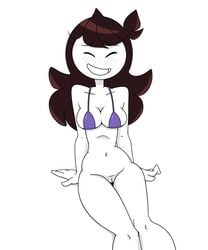 bikini_top blush bottomless brown_hair jaiden jaiden_animations long_hair pussy sitting thrumbo white_skin youtube youtuber