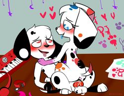 101_dalmatian_street 101_dalmatians bandana bodily_fluids bodypaint brother brother_and_sister canid canine canis cum d.j._(101_dalmatians) da_vinci_(101_dalmatians) dalmatian disney domestic_dog duo female feral genital_fluids hi_res kerchief male male/female mammal paint papyswapy sibling sister testicles