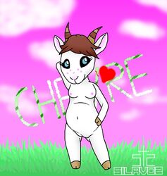 2021 animal_crossing animal_genitalia animal_pussy breasts chevre_(animal_crossing) cute female female_only goat looking_at_viewer naked nintendo nipples pregnancy pregnant pussy self_upload silavos text white_fur