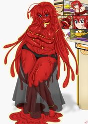 1girls blue_eyes cartoony demon female female_only high_school_dxd humanoid lamp long_hair oxdaman oxdarock rias_gremory slime solo tagme transformation