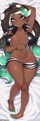 1girls alternate_version_available belly belly_button big_breasts breasts cleavage dakimakura dakimakura_design dark-skinned_female dark_skin feet female female_only full_body highres hourglass_figure jtveemo large_breasts laying_down laying_on_bed long_hair marina_(splatoon) multicolored_hair navel navel_piercing nintendo octarian octoling open_clothes open_shirt partially_clothed piercing pseudo_hair shiny_hair shiny_skin short_shorts sideboob slim_waist smooth_skin solo splatoon splatoon_2 spread_navel tentacle_hair thick_thighs thighs tongue_out two_tone_hair underboob unusual_pupils wide_hips