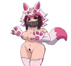 1girls breasts costume fortnite mask nipples pubic_hair pussy riftnsfw shy tagme tail thighs vi_(fortnite) worried