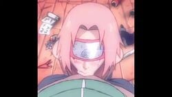 1boy 1girls 2d :&gt;= animated arms_behind_back audionoob blindfold blindfolded blowjob blush bouncing_breasts bound clothed clothed_female clothed_sex clothing covered_eyes d-art deepthroat erection eyes_covered fellatio female kneeling male male_pov naruto oral penis pink_hair pov pov_blowjob rock_lee sakura_haruno short_hair shorter_than_30_seconds shounen_jump sound straight video