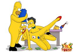 breasts color female homer_simpson human insertion male marge_simpson moe_szyslak multiple_males nipples nude penis sex straight the_simpsons xl-toons.com