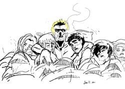 andrew_smith antimony_carver bisexual_male george_parley gunnerkrigg_court hellblazer john_constantine jones_(gunnerkrigg_court) katerina_donlan nude sketch webcomic white_background