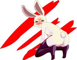 2020 anthro beastars blush breasts domestic_rabbit female fist fur genitals haru_(beastars) hi_res lagomorph leporid mammal nipples nude oryctolagus pink_background pink_nipples portrait pussy rabbit simple_background smile solo spicedpopsicle three-quarter_portrait white_body white_fur