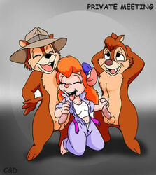 chip chip_'n_dale_rescue_rangers dale disney double_handjob gadget_hackwrench penis testicles