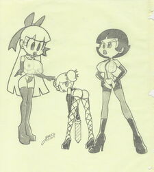 3girls big_lips bimbo bimbofication blossom_(powerpuff_girls) bob_cut boots bubbles_(powerpuff_girls) buttercup_(powerpuff_girls) camisole cartoon_network eyelashes fishnet_stockings fishnets garabatoz garter_straps high_heel_boots high_heels hourglass_figure hyper_eyes multiple_girls panties platform_boots powerpuff_girls see-through siblings sisters stockings straight_hair teenager