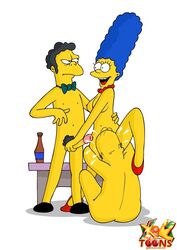 ass color cunnilingus female homer_simpson human male marge_simpson moe_szyslak multiple_males nude oral penis sitting standing straight the_simpsons xl-toons.com