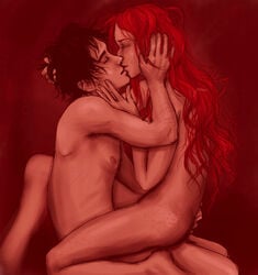 1boy 1girls consensual female ginny_weasley happy_sex harry_james_potter harry_potter kissing male nude reallycorking romantic tagme upright_straddle wholesome