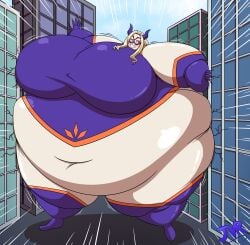 1girls ass_expansion belly_expansion big_ass big_belly big_breasts blonde_hair bodysuit breast_expansion breasts building building_destruction buildings expansion female giantess hero_outfit_(mha) heroine jinglevellrock light-skinned_female light_skin mount_lady my_hero_academia navel navel_visible_through_clothes struggling struggling_to_fit stuck superhero_costume superheroine tagme yuu_takeyama