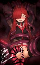 1girls alternate_version_available anal_sex anus blush blush_lines bottomless censor_bar censored clitoris commission cum female grey_eyes jacket jacket_only limbus_company open_mouth penetration project_moon pussy red_hair rough_sex scared sex sweat tentacle tentacle_penis tentacle_rape tentacle_sex tentacles_around_arms tentacles_around_legs tied_up vaginal_penetration wrapped_up yuri_(limbus_company)