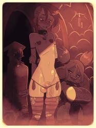 1boy 2d 2d_(artwork) 2girls alternate_version_available arms_behind_back balls big_penis breasts collar comic comic_page covered_nipples earrings female femboy goblin goblin_female heart_pasties hi_res huge_breasts hung hung_bottom hung_femboy hung_trap jack_cayless looking_at_penis male navel panties pasties penis penis_in_panties penis_in_stocking penis_in_thighhigh penis_in_thighhighs penis_in_thong rapscallion revealing_clothes shortstack side-tie_panties thin thin_waist thong topless topless_male trap twink