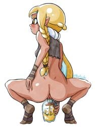 1girls agent_3_(splatoon_3) alternate_version_available anus armwear artist_name artist_signature ass blush bottle bottomless bottomless_female eyebrow_slit female_focus footwraps holding_bottle inkling inkling_girl light-skinned_female light_skin new_agent_3_(splatoon) nintendo peeecchi peeing peeing_into_bottle peeing_into_container pussy ripped_tank_top solo solo_female solo_focus splatoon splatoon_3 splatoon_3:_return_of_the_mammalians tentacle_hair twitter_link vagina veronika_(splatoon) watersports white_background yellow_eyes yellow_hair