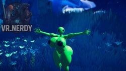 1girls 3d 3d_model alien alien_girl arms_out ass big_ass big_breasts big_nipples black_eyes breasts female flowers grass green_body green_skin naked naked_female nipples nude nude_female shortstack spots thick thick_thighs vr vr_media vr_nerdy vrchat vrchat_avatar vrchat_media vrchat_model watermark