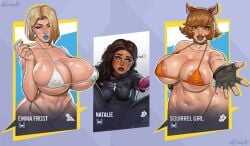 1futa 2d 2girls about_to_burst age_difference animal_ears athletic athletic_female big_breasts bikini bimbo bimbo_body bimbo_lips blonde_female blonde_hair blue_eyes blue_lipstick blue_nails boots breast_focus breasts breasts_bigger_than_head breasts_focus breasts_too_big brown_hair bulge child_bearing_hips chocolate_and_vanilla cleavage dark-skinned_futa dark_skin doreen_green earrings edit emma_frost emma_frost_(marvel_rivals) english_text female female_focus fingerless_gloves fit_female fully_clothed futa_with_female futanari gloves green_eyes hourglass_figure huge_breasts imminent_wardrobe_malfunction large_breasts light-skinned_female light_skin long_gloves looking_at_breasts marvel marvel_comics marvel_rivals mature_female natalie_(rocner) natalie_morales nipple_bulge orange_bikini original_character red_lipstick revealing_clothes rocner short_hair short_hair_female simple_background size_difference skimpy slender slender_body slender_waist slim_waist spider-man_(series) squirrel_ears squirrel_girl squirrel_girl_(marvel) squirrel_girl_(marvel_rivals) standing superhero_costume superheroine text thick_legs thick_thighs thighs tight_clothing voluptuous voluptuous_female waifu white_bikini wide_hips x-men