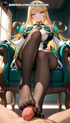 1boy 1girls 2025 ai_assisted ai_generated anime artist_name bangs bare_shoulders big_breasts big_chest big_penis black_legwear blonde_hair blush breast breasts bust busty chair chest cleavage cock desk dick dress earrings elbow_gloves explicit eyebrows_visible_through_hair feet feet_fetish female foot_fetish foot_play footjob gem gloves hi_res high_quality high_resolution highres indoors jewelry large_breasts legs long_hair looking_at_viewer mythra_(xenoblade) nintendo on_desk pantyhose patreon patreon_username penis sitting skypassion smile stable_diffusion straight swept_bangs table thigh_strap tiara toejob toes very_long_hair watermark white_gloves window xenoblade_(series) xenoblade_chronicles_(series) xenoblade_chronicles_2 yellow_eyes