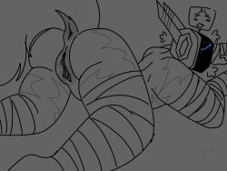 artist_upload bandaged_arm bandaged_legs bandages big_clitoris burn_scars cuntboy cuntboy_only fluffy_tail genital_focus helmet hyperlaser_(phighting) in_heat p0zzms00p phighting presenting presenting_anus presenting_hindquarters presenting_pussy puffy_pussy pussy_juice roblox roblox_game scars self_upload sketch tail uncolored