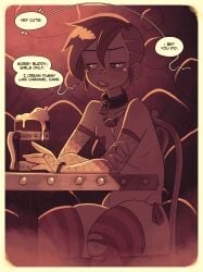 1boy 2d 2d_(artwork) alternate_version_available arms_behind_back balls big_penis breasts collar comic comic_page covered_nipples dialogue earrings female femboy heart_pasties hi_res huge_breasts hung hung_bottom hung_femboy hung_trap jack_cayless looking_at_penis male navel panties pasties penis penis_in_panties penis_in_stocking penis_in_thighhigh penis_in_thighhighs penis_in_thong rapscallion revealing_clothes side-tie_panties speech_bubble thin thin_waist thong topless topless_male trap twink