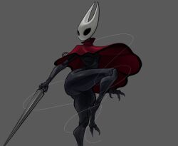 anthro anthro_bug ass ass_focus black_body bug bug_girl hollow_knight hollow_knight:_silksong hornet_(hollow_knight) horns legs solo_female team_cherry warrior