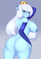 1girls adventure_time blue_eyes blue_theme cartoon_network crown female female_focus female_only ice_queen_(adventure_time) nipples nude sblueicecream solo white_hair