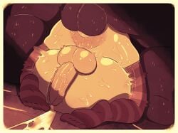 1boy 2d 2d_(artwork) alternate_version_available anal anal_sex anthro anthro_on_human ass balls bara big_penis breasts collar comic comic_page covered_nipples cum cum_inflation cum_inside cum_inside_anus cum_inside_ass cum_inside_butt cum_on_floor earrings femboy heart_pasties hi_res huge_breasts hung hung_bottom hung_femboy hung_trap jack_cayless looking_at_penis male navel pasties penis rapscallion revealing_clothes sex_from_behind side-tie_panties stomach_bulge straight_to_gay thin thin_waist topless topless_male trap twink