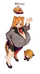 boob_window breasts_bigger_than_head bursting_breasts busty cleavage daebom gigantic_breasts gray_jacket grey_jacket huge_breasts looking_at_viewer original_character partially_unbuttoned partially_unzipped saluting shortstack sturmtiger tank tie tie_between_breasts tiger_ears tiger_girl tiger_tail tight_clothing top_heavy top_heavy_breasts war_thunder