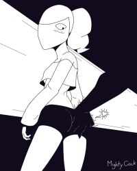 ass_focus athletic_female background_black girl girl_only heart_symbol mightycock mightycock_(artist) one_eye_covered shy siames the_wolf_(siames) wolf