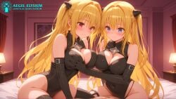 1boy 1girls 2025 2girls accurate_art_style aegis_elysium ai-assisted ai-generated ai_art ai_assisted ai_generated alternate_breast_size anime black_dress blonde_hair blue_eyes blush blushing_at_viewer breasts cleavage cosplay cowgirl_position crossover crossover_cosplay duo duo_focus edited edited_ai female female_focus gem grabbing grabbing_breast grabbing_breasts gradient gradient_background hair_ornament headpiece hentai hi_res high_quality high_res high_resolution highres holding holding_breast holding_breasts horny huge_breasts indoors jewelry kanojo_x_kanojo_x_kanojo konjiki_no_yami konjiki_no_yami_(cosplay) large_breasts lewd long_hair looking_at_viewer male naughty navel night orifushi_mafuyu pervert red_eyes room sex shirt shy symbol thick thick_breasts thick_thighs thighhighs thighs threesome to_love-ru to_love-ru_darkness touching_another touching_boobs touching_breasts tsundere twintails undressing upper_body upper_body_focus very_long_hair wall wall_(structure) watermark window windows yuri