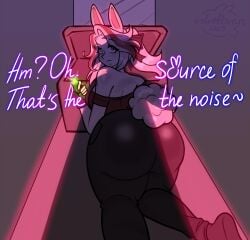 1boy 1boy1girl 1girls big_ass big_breasts breasts bunny bunny_ears bunny_girl bunny_tail clothed_female color comic comic_page emerald english_text female female_focus fully_clothed jeans looking_at_another looking_at_viewer looking_back male male/female on_knees pov pov_male rabbit rachel_(velvetbunn) sammy_scratch_(anonjustanon) scared scared_expression shadow_over_body solo_focus stealing text velvetbunn white_hair