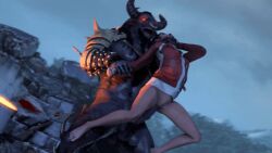 animated armor balls barrel black_hair blood bottomless_female brown_hair chest_hair choking dark_skin dead_by_daylight dominant_male feet_on_legs glowing_eyes greek_mythology gritted_teeth holding_arm horns horsecock interspecies large_dom_small_sub large_insertion left_4_dead living_sex_toy minotaur muscular_male neck_grab nose_ring outdoors partially_clothed rape red_eyes red_jacket restrained rifle rottingsfm size_difference source_filmmaker stomach_bulge submissive_female trees weak_resistance weapon zoey_(left_4_dead)