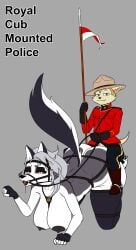 2025 absurd_res age_difference anthro ass big_breasts big_butt bondage bound breasts bridle callmewritefag canada canid canid_demon canine clothed clothing colored demon digital_drawing_(artwork) digital_media_(artwork) domestic_cat duo english_text erection facial_tuft fan_character felid feline felis female female_penetrated fur furry gag genitals hair hanna-barbera hat headgear headwear hellaverse hellhound helluva_boss hi_res huge_butt looking_at_viewer loona_(helluva_boss) male male/female male_penetrating male_penetrating_female mammal mythological_canine mythological_creature mythology nipples nude older_female open_mouth penetration penile penis percy_lynxoln_(callmewritefag) police police_uniform red_sclera reins riding riding_on_back ring_gag royal_canadian_mounted_police sex shota simple_background size_difference smaller_male smile swat_kats tail text topwear tuft uniform white_body white_fur young young_anthro young_male younger_male