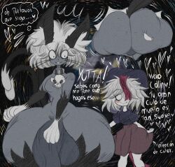 absurd_res animal_humanoid asian_mythology ass ass_body balls big_balls big_butt big_penis bone bulge butt_grab cat_humanoid collar domestic_cat duo duo_focus east_asian_mythology felid felid_humanoid feline feline_humanoid felis femboy flirting fur genitals grey_body grey_fur group hair hand_on_butt hi_res huge_butt huge_thighs humanoid japanese_mythology male mammal mammal_humanoid multi_tail multicolored_body mythology nekomata ofuda paws penis rogywantscoffee skull spanish_text spirit tail talisman text thick_thighs tuxedo_cat undead white_body white_hair wide_hips yokai