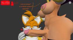 3d dx_3d_(artist) femboy futa_on_femboy futa_on_male futanari huge_ass huge_balls huge_cock livestream milf penis_on_face portuguese_dialogue portuguese_text precum rouge_the_bat scarred_face sonic_(series) sonic_the_hedgehog_(series) tails_the_fox