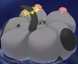 2025 3_toes anthro areola ass back_markings big_areola big_breasts big_butt big_nipples big_tail biped black_ears black_hair black_markings black_sclera black_tail blush bottom_heavy breasts claws commoddity deity dewott digital_drawing_(artwork) digital_media_(artwork) ear_halo erect_nipples eyewear eyewear_only feet female finger_claws galaxy ganger generation_5_pokemon genitals glasses glasses_only gloves_(marking) green_eyes green_highlights grey_body hair halo heart_(marking) hi_res highlights_(coloring) huge_areola huge_breasts huge_butt huge_nipples huge_tail huge_thighs hyper hyper_areola hyper_breasts hyper_butt hyper_nipples hyper_tail hyper_thighs intergalactic_macro leg_markings long_tail looking_at_viewer looking_back looking_back_at_viewer macro mammal markings mustelid nintendo nipples nude otter pawpads pink_nipples pink_nose pink_pawpads pokemon pokemon_(species) shaded socks_(marking) soft_shading solo space star tail tail_halo thick_thighs toe_claws toes vulva wearing_glasses whiskers white_claws white_markings