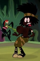 1girls 4_fingers african_female alien army_pants big_breasts black_hair black_vest bounty_hunter breasts collar dark-skinned_female dark_skin disney_channel ebony edit edited emily_ripov female female_only human large_breasts nipples original_at_source race_edit race_swap ripped_clothing sb99 scobionicle99 sharp_teeth species_swap tagme wander_over_yonder