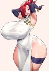 1girls akatsuki_blitzkampf alternate_breast_size alternate_version_available bracelet bracelets commission commissioner_upload ecchi elbow_gloves en-eins_perfektewelt female_focus female_only gloves hair_over_one_eye latex latex_gloves lipstick long_gloves looking_at_viewer marilyn_sue_dajie pigtails qipao rice-chan seducing_viewer seductive seductive_look seductive_pose straps visible_areolae visible_nipples visible_pussy