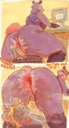 absurd_res american_opossum anal_hair anthro anus armpit_hair ass big_butt bodily_fluids body_hair comic computer desamistesae_fafratarello_flumendo_styx duo electronics eyewear facesitting female genitals glasses hi_res looking_back male male/female mammal marsupial murid murine musk pubes rat rodent sitting_on_another smashmat steam sweat sweat_string thick_thighs tongue tongue_out vulva waylon_(thecosmicwolf33)