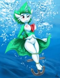 1girls air_bubbles anchor asphyxiation big_breasts bondage bubbles byondrage drowning female gardevoir humanoid imminent_death nintendo nipples ocean peril pokemon pokemon_(species) pussy rope rope_bondage sea solo underwater underwater_peril water